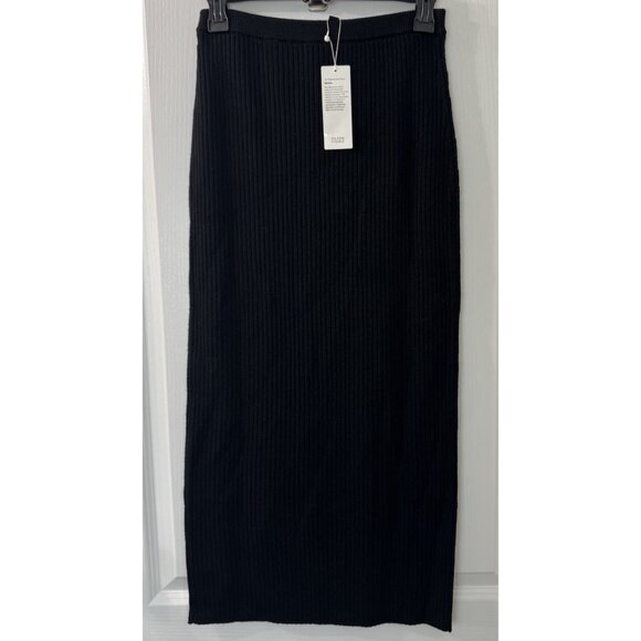 Eileen Fisher XXS Black Ribbed Sweater Knit 100% Merino Wool Pencil Skirt $248 - Picture 10 of 12